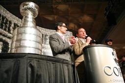 Jeffrey Pollack and Gary Bettman with the Stanley Cup.