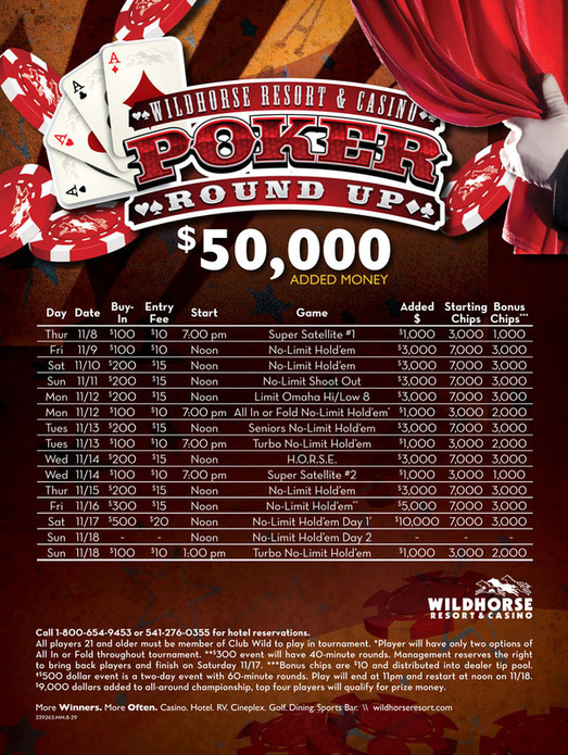 Wildhorse Resort and Casino Gears Up For Fall Poker RoundUp Poker News