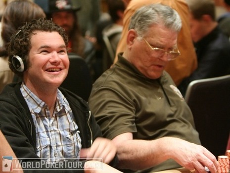 Bryan Devonshire (left) and T.J. Cloutier on Day 1b of the WPT World Championship