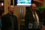 WPT CEO Steve Lipscomb (left) and Tournament Director Jack McClelland look out over the field on Day 2 of the WPT Doyle Brunson Five Diamond World Poker Classic