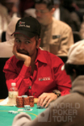 Daniel Negreanu stares down Vivek Rajkumar during a hand on Day 4 of the WPT Doyle Brunson Five Diamond Poker Classic