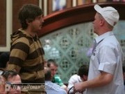 "Erik123" Sagstrom (left) and Erick Lindgren on Day 1b of the WPT World Championship