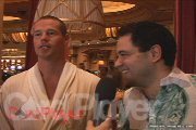 Patrik Antonius Wearing a Bath Robe over Orange Juice