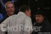 Bill Edler talks with Erick Lindgren and Gavin Smith before his Bay 101 final table.