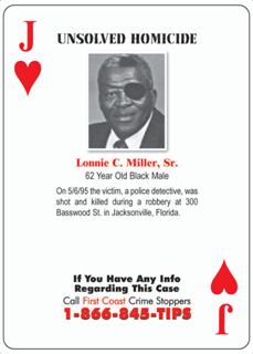 One of the playing cards that are being distributed to Florida inmates