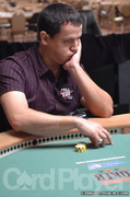 Carlos Mortensen contemplates going all in at the final table of the 2006 WSOP $1,500 Razz event