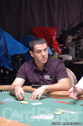 Carlos Mortensen watches helplessly as the cards fall in his opponent's favor at the final table of the 2006 WSOP $1,500 Razz event