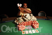 Chandrasekhar Billavara after winning Event No. 49 at the 2007 World Series of Poker