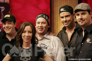 Jaime Gold, Isabelle Mercier, Gavin Smith, Chad Brown and Brad Booth pose before their second round matches start.