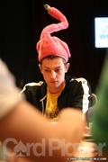 Tom Dwan with a Crazy hat at the WPT Championship Final Table