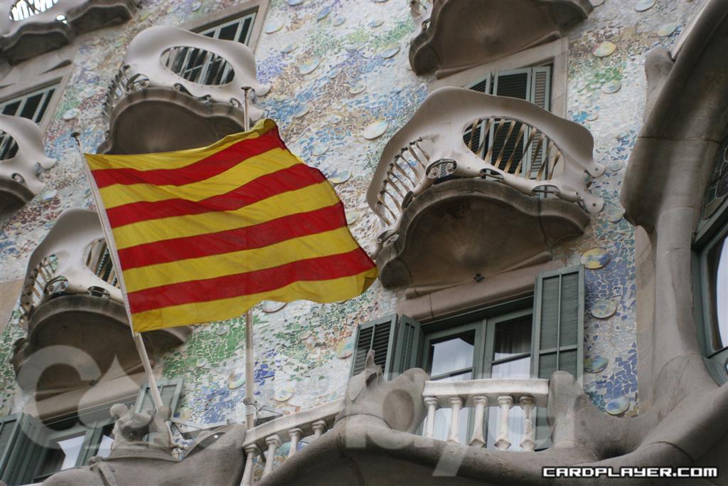Gaudi's Casa Batllo with Catalonia Flag