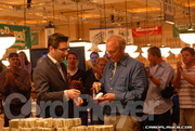 Jeffrey Pollack awards Chip Reese his bracelet at the 2006 WSOP $50,000 HORSE event