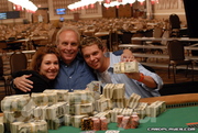 Chip Reese hugs his Kids after winning the 2006 WSOP $50,000 HORSE event