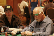 Jaime Gold and Rene Angelil in day one of the Mandalay Bay Poker Championship