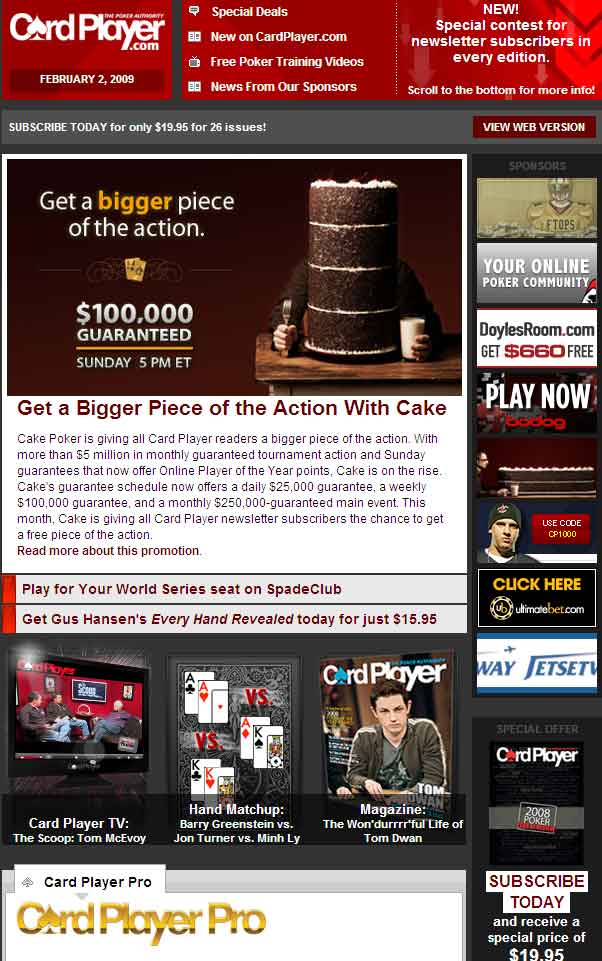 Sign up for the Card Player poker newsletter to get free stuff