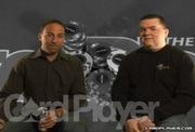 Jon Friedberg talks strategy and analysis with fellow finalist Eric "Rizen" Lynch. 