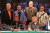 The players for the final table of the WPT World Championship: (seated, left to right) Phil Ivey, Tuan Le, (standing, left to right) Paul Maxfield, Hasan Habib, Rob Hollink, and John Phan