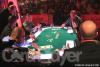 A few final details are taken care of before the final table of the 2005 WPT World Championship begins.