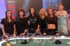 The six ladies playing in the WPT Ladies Night III, from left to right: Lily "Mrs. Grinder" Elviro, Marsha Waggoner, Jennifer Tilly, Cecelia Mortensen, Isabelle Mercier, and London Gallagher