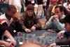 How's this for a tough table draw? Phil Ivey in seat 1, Cliff "Johnny Bax" Josephy in seat 3, and chip leader Brian Mogelefsky in seat 5. The unfortunate player in seat 2 is Russell Carson, who was facing this lineup with only about $10,000 in chips on da