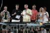Mike Sexton (center) wraps up the episode of the World Poker Tour with a toast, joined by (from left to right) Brook Lyter, Steve Paul-Ambrose, Vince Van Patten, Courtney Friel, and Linda Johnson at the WPT PokerStars Caribbean Adventure.