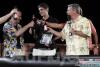 Brook Lyter (left), Steve Paul-Ambrose, and Mike Sexton toast Steve's victory at the final table of the WPT PokerStars Caribbean Adventure.